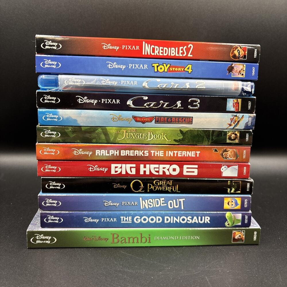 Lot of 12 Kids Family Blu-ray Movies Disney Pixar Cars Bambi Toy Story